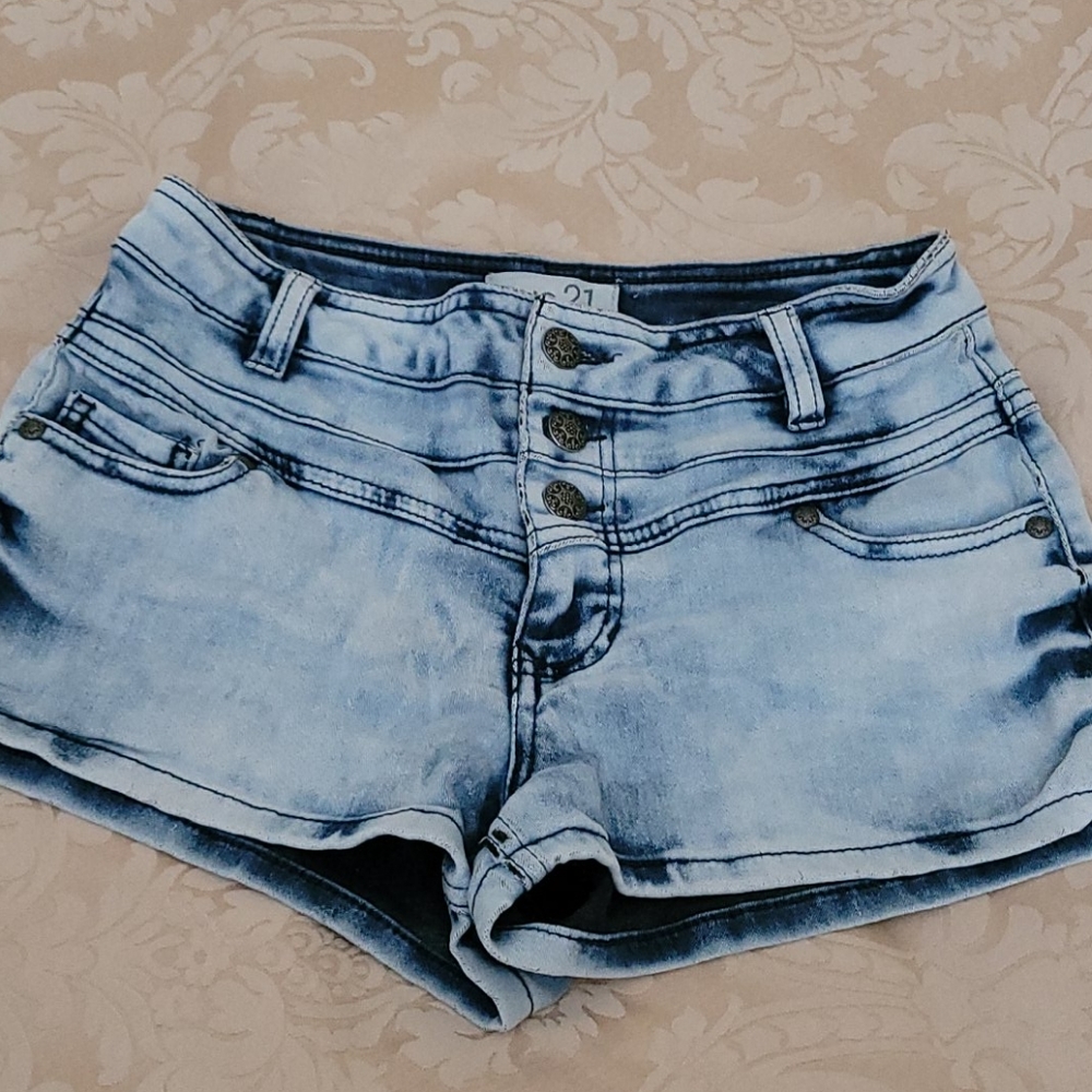 Juniors high waisted jean shorts
